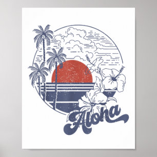 Poster Aloha Hello Summer Vacation Hawaii Beach Family Mã