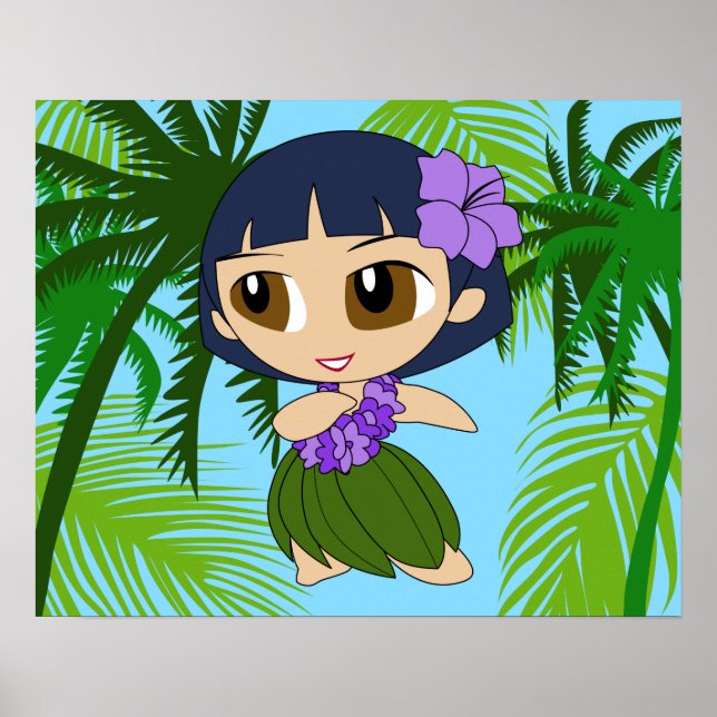 Poster Aloha Honys Havaiana Blue Hair Hula Girl (Frente)