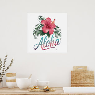 Poster Aloha Ilhas Havaianas Havaí Flor de Hibisco