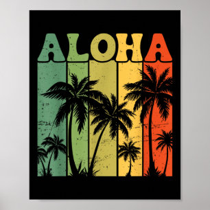 Poster Aloha Ilhas Havaianas Palmeiras Prancha de Surf Pr