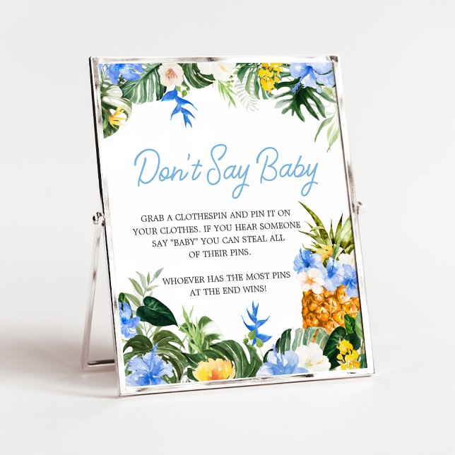 Poster Aloha Pineapple Baby Shower Don't Say Baby Sign (Aloha Baby Shower Sign)