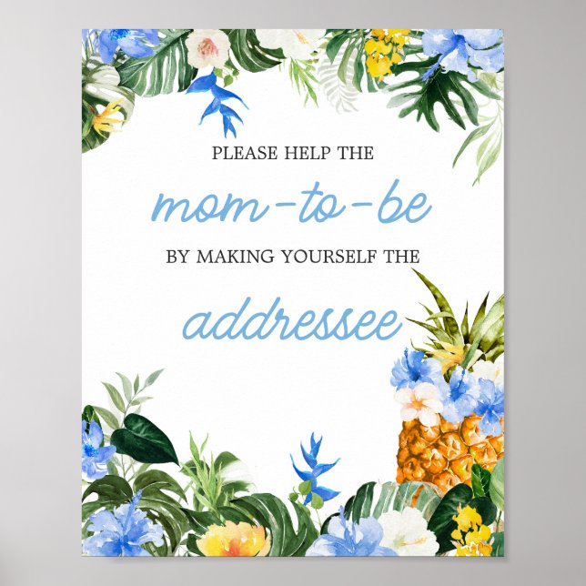 Poster Aloha Pineapple Baby Shower Envelope Station Sign (Frente)