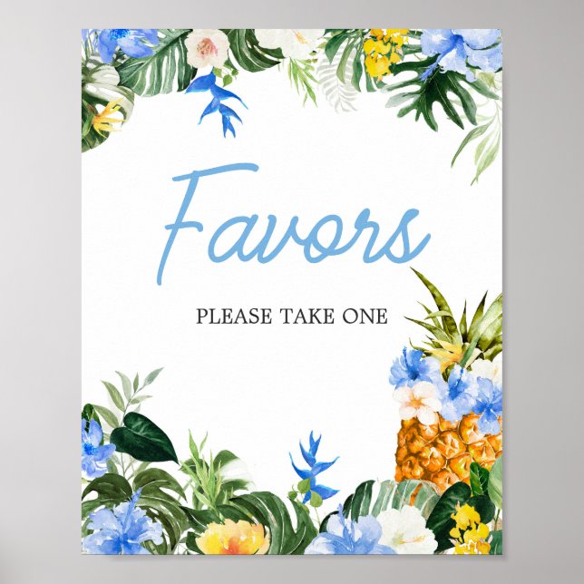 Poster Aloha Pineapple Baby Shower Favors Sign (Frente)