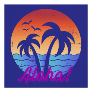 Pôster Aloha - Pôr do Sol Tropical Havaiano