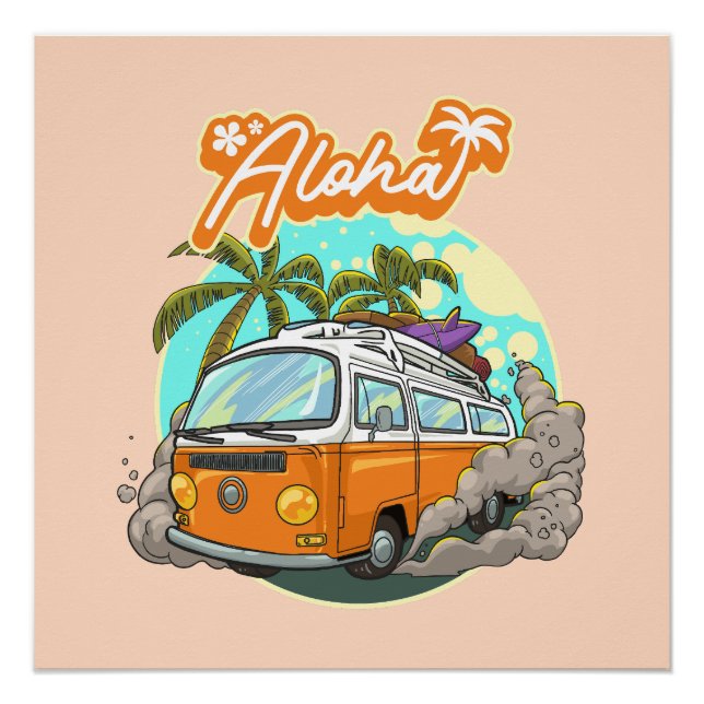 Pôster Aloha Retro Surf Van (Frente)