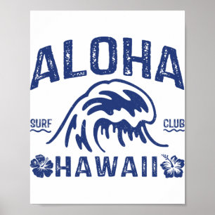 Poster Aloha Vintage Havaí Onda Surf Havaiano Praia Surf