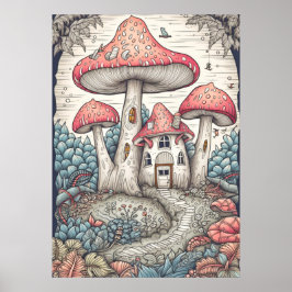 Poster Alojamento da Floresta dos Cogumelos Creative Vint