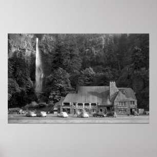 Pôster Alojamento de Multnomah e fotografia das quedas
