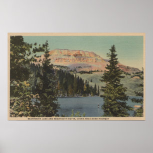 Poster Alojamento vermelho, TA - vista do lago Beartooth