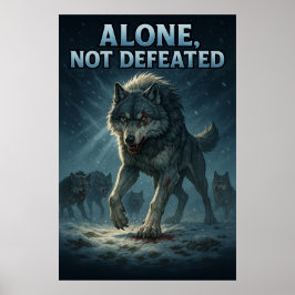 Poster Alone, Not Defeated | Motivational Wolf Art