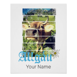 Pôster Alpes de Allgäu Vaca Antiga Baviera Alemanha Lembr