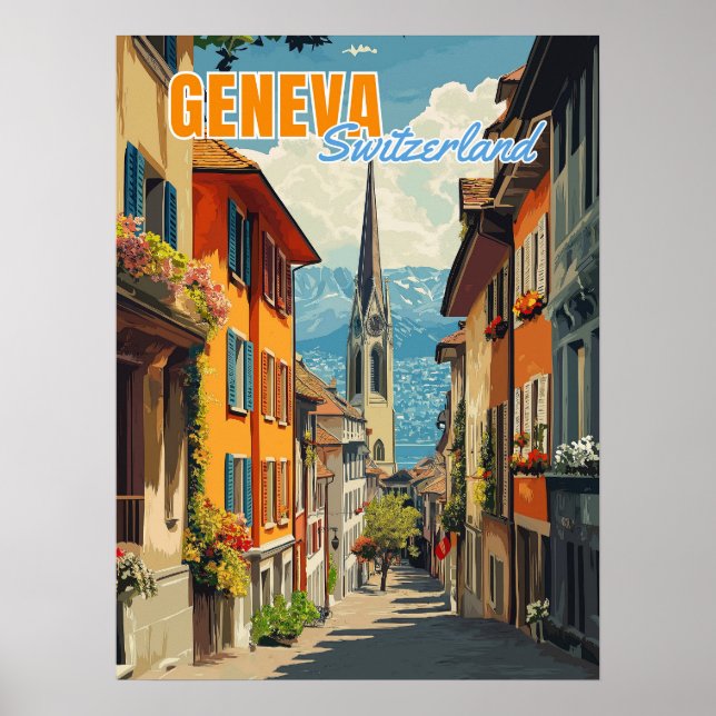 Poster Alpes de Suiça de Genebra (Frente)