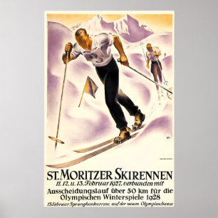 Poster Alpes Esqui de Fundo Saint Moritz