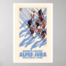 Poster Alpes & Jura Winter Sports Switzerland Vintage Ski