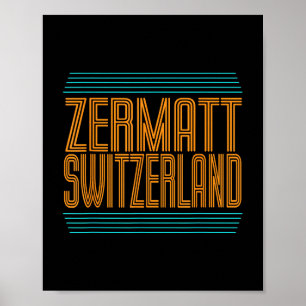 Poster Alpes Suíços de Esqui Retroalpino de Suiça Zermatt