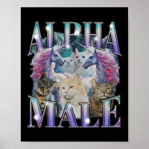 Poster Alpha Male Unicorn Cat Ironic Vintage