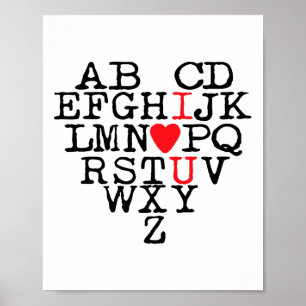 Poster Alphabet Abc I Te Amo T Shirt Dia de os namorados 