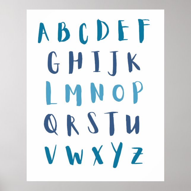 Poster Alphabet Blue ABCs Crianças (Frente)
