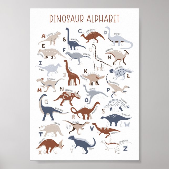 Poster Alphabet Dinossauro Neutro do Sexo Enfermeiro (Frente)