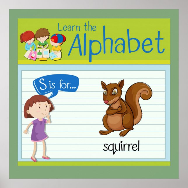 Poster  Alphabet  Letter S Is For Squirrel  (Frente)