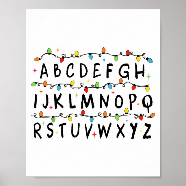 Poster Alphabet Stranger Christmas 2025 Lights Boys Girls (Frente)