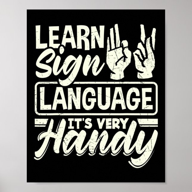 Poster Alphabet Teacher American Sing Language É Muito H (Frente)