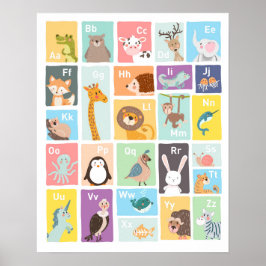 Poster Alphabet wall art Alphabet animais