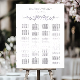 Poster Alphabetical Order Lavender Wedding Seating Chart