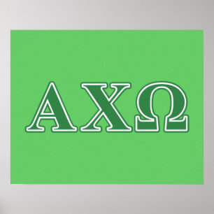 Poster Alphi Chi Omega Green Letters