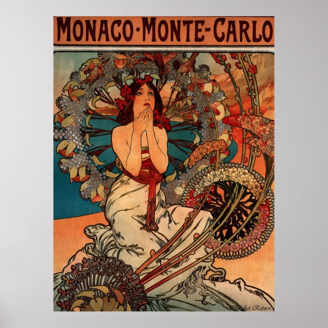 Pôster Alphons Mucha Mônaco Monte Carlo (Frente)