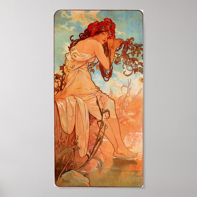 Pôster Alphons Mucha Summer (Frente)