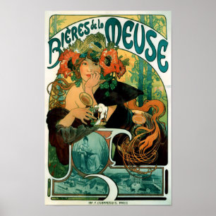 Pôster Alphonse (Alfons) la Meuse de Mucha - de Bieres de