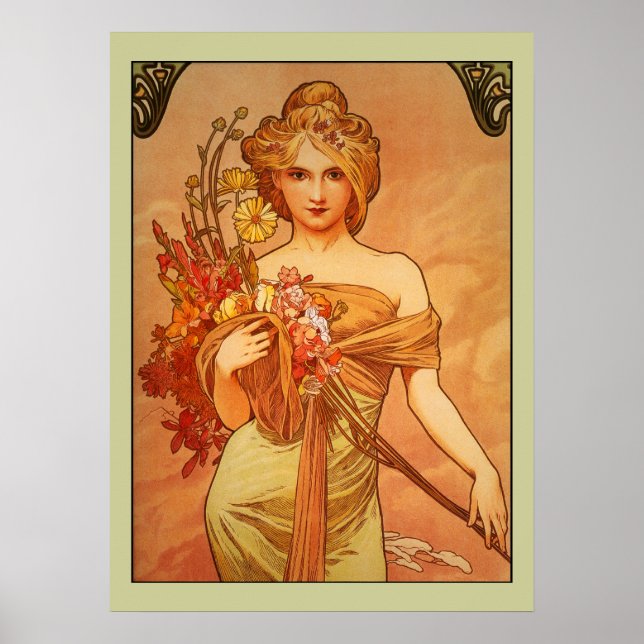 Pôster Alphonse (Alfons) Mucha Buquê (Frente)