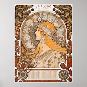 Poster Alphonse Maria Mucha's Zodiaque ou La Plume