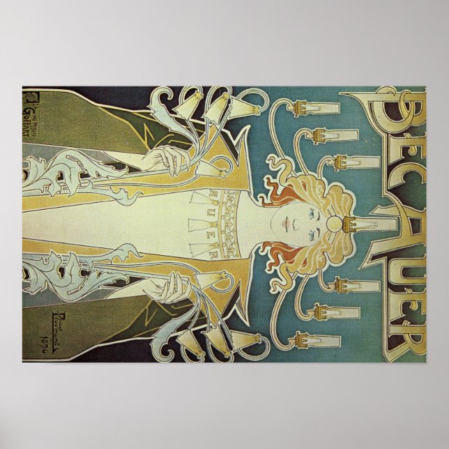 Pôster Alphonse Mucha Art Deco (Frente)