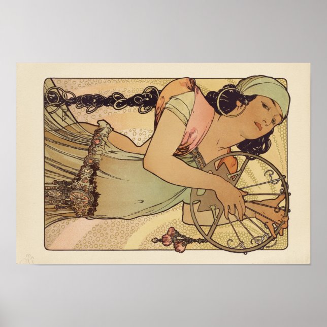Pôster Alphonse Mucha Art Deco (Frente)