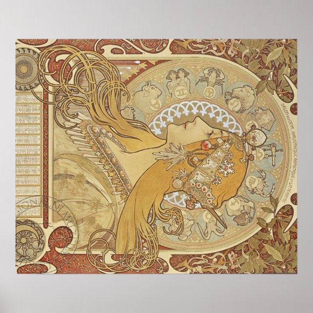 Pôster Alphonse Mucha Art Deco (Frente)