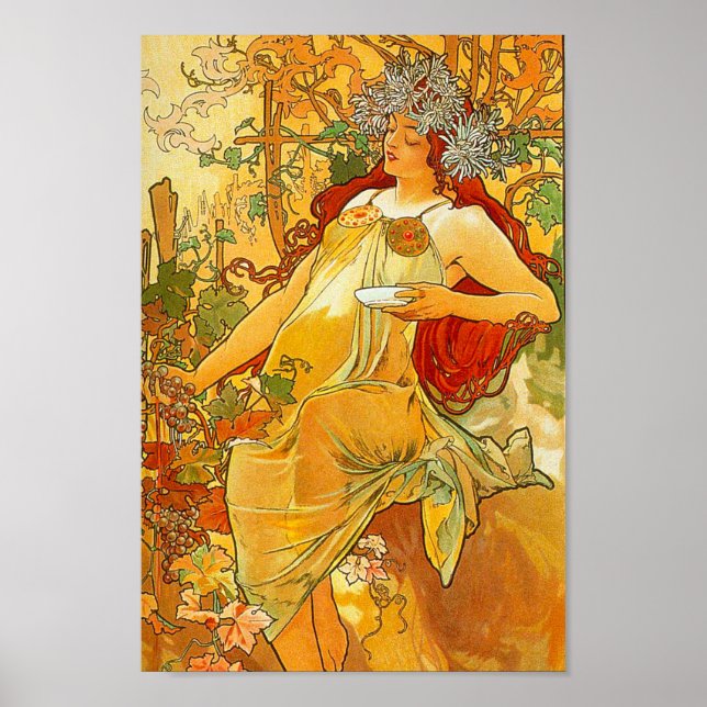 Poster Alphonse Mucha Art Nouveau Autumn (Frente)