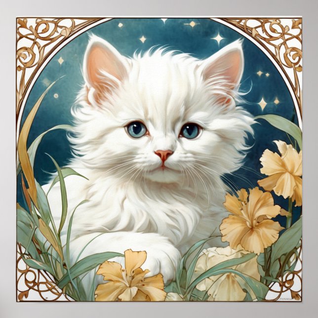 Poster Alphonse Mucha Art Nouveau Kitten (Frente)
