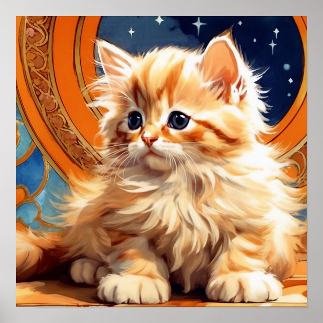 Poster Alphonse Mucha Art Nouveau Orange Cat (Frente)