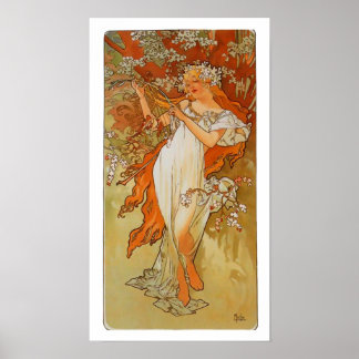 Poster Alphonse Mucha - Art Nouveau - Primavera