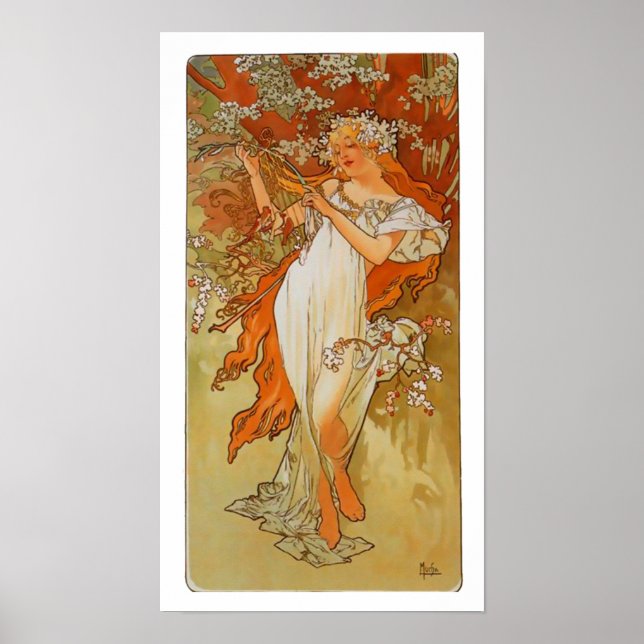 Poster Alphonse Mucha - Art Nouveau - Primavera (Frente)