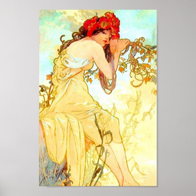 Poster Alphonse Mucha Art Nouveau Summer (Frente)