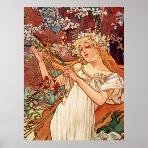 Poster Alphonse Mucha, As Estações (1896) Primavera