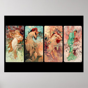 Poster Alphonse Mucha, As Quatro Estações (1896)
