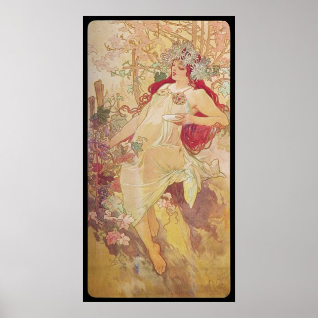 Poster Alphonse Mucha Automne Autumn (Frente)