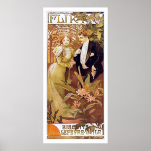 Pôster Alphonse Mucha. Biscoitos   Lefevre da namoradeira