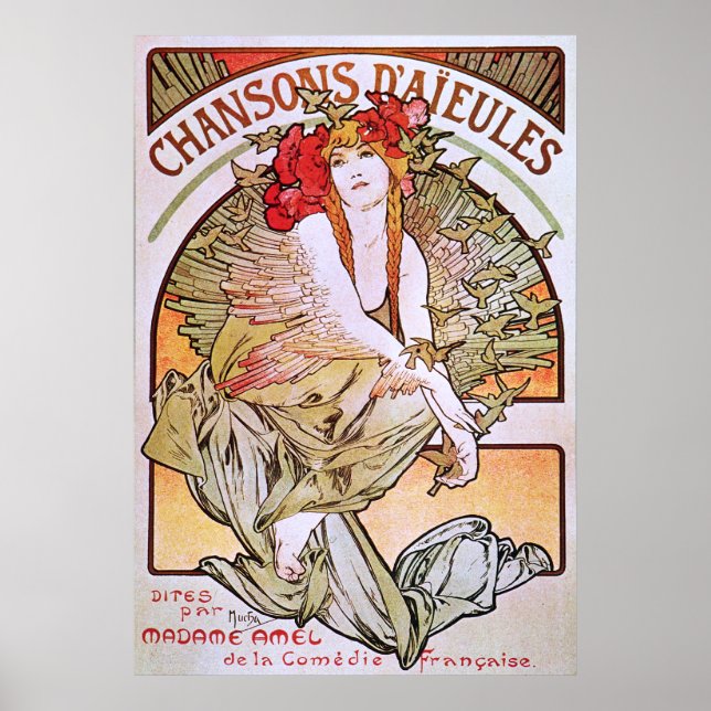 Poster Alphonse Mucha. Chansons D'Aieules, c.1898 (Frente)