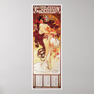 Poster Alphonse Mucha, Chocolat Mexicain 1896