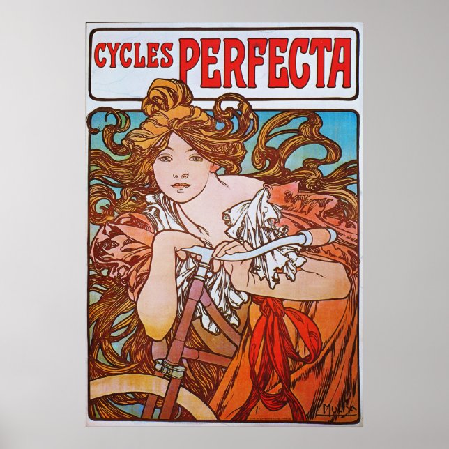 Pôster Alphonse Mucha. Ciclos Perfecta, c.1897 (Frente)